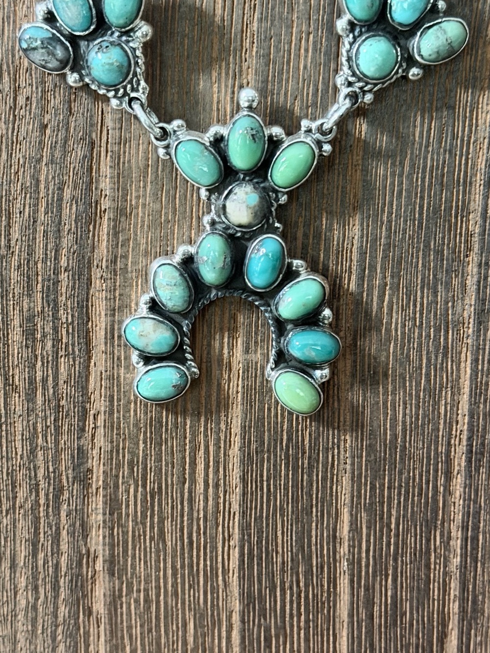 Federico Jimenez Turquoise Cluster Squash Blossom Necklace - Carico Lake - Picture 3 of 4